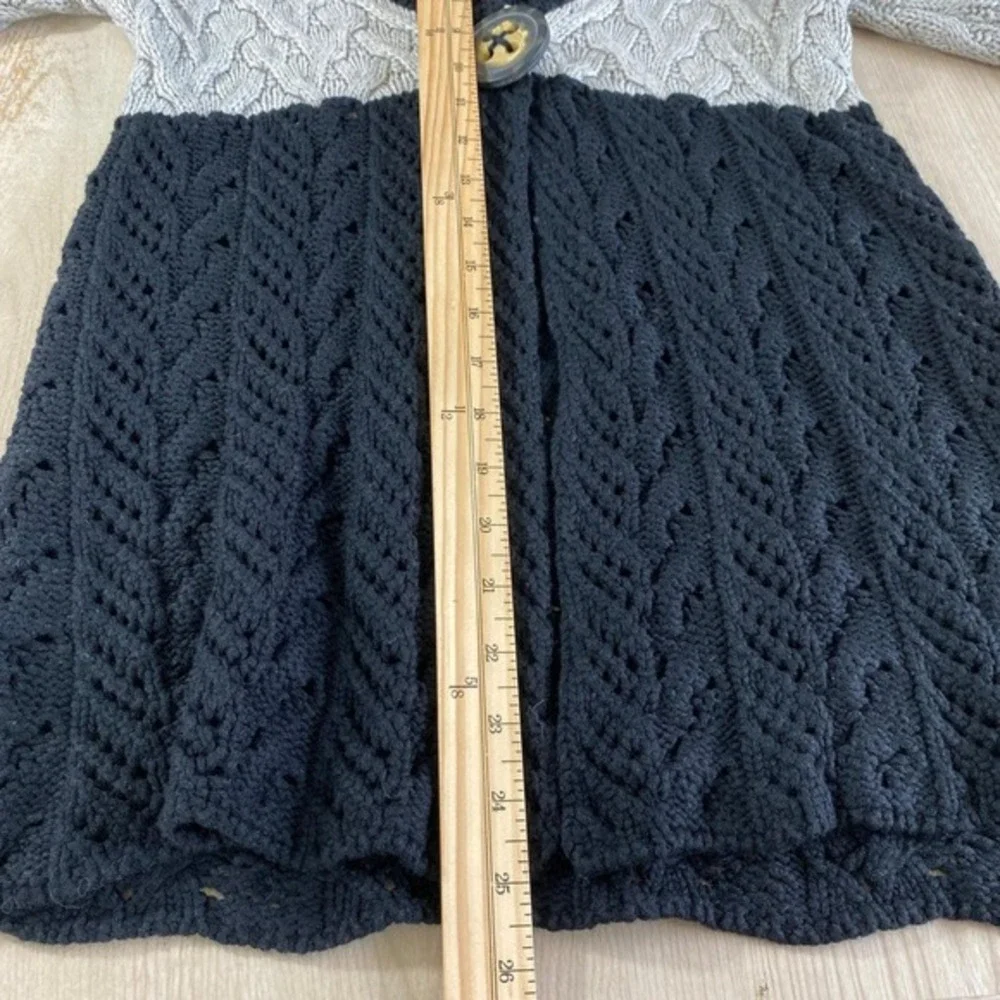 Boho Whimsigoth Cable Knit‎ Cardigan Women S Grey Black Colorblock - Picture 7 of 10